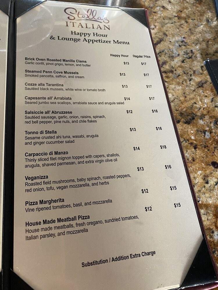 Stella's - Dana Point, CA menu_pic