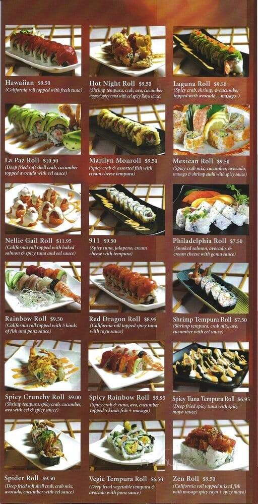 Zen Sushi & Sushi Bar - Aliso Viejo, CA menu_pic