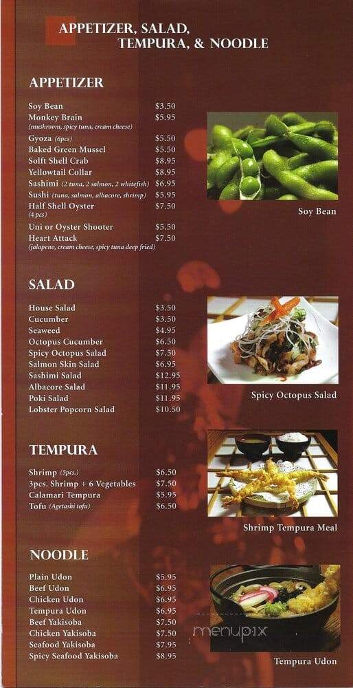 Zen Sushi & Sushi Bar - Aliso Viejo, CA menu_pic