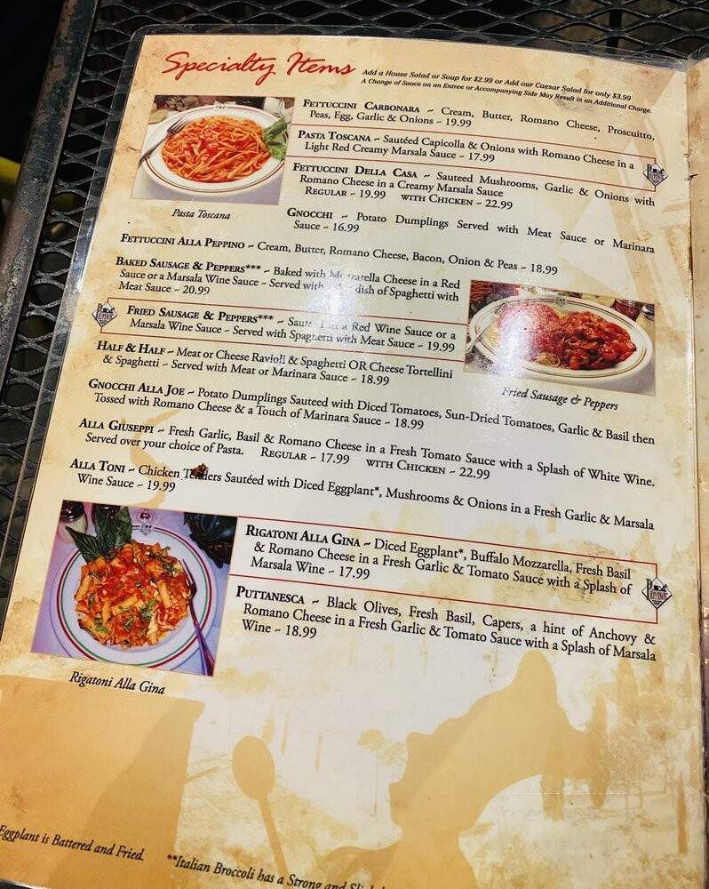 Peppino's Italian Restaurants - Aliso Viejo, CA menu_pic