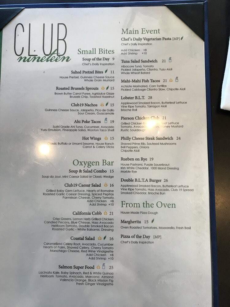 Club 19 - Dana Point, CA menu_pic