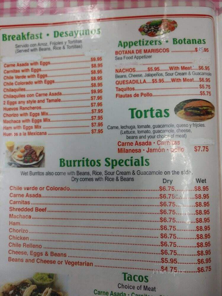 Jalisco Mexican Food - Pomona, CA menu_pic