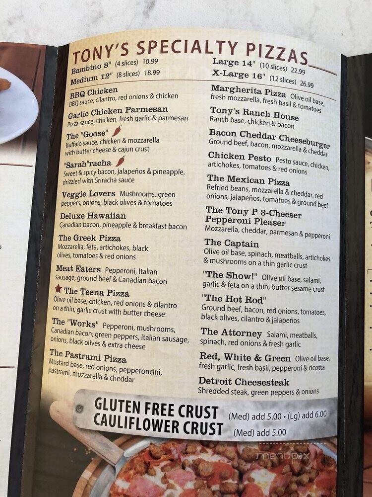Tony Pepperoni Pizzeria - Laguna Niguel, CA menu_pic
