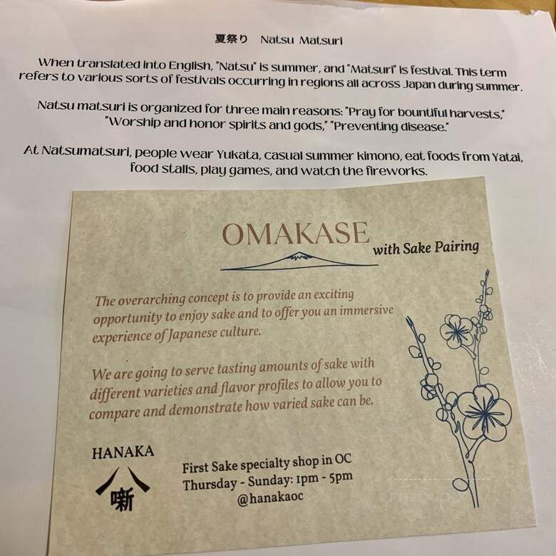 Jizake Sushi Restaurant - Laguna Niguel, CA menu_pic
