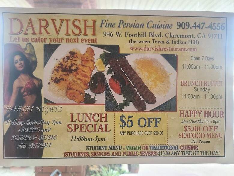 Darvish Restaurant - Claremont, CA menu_pic