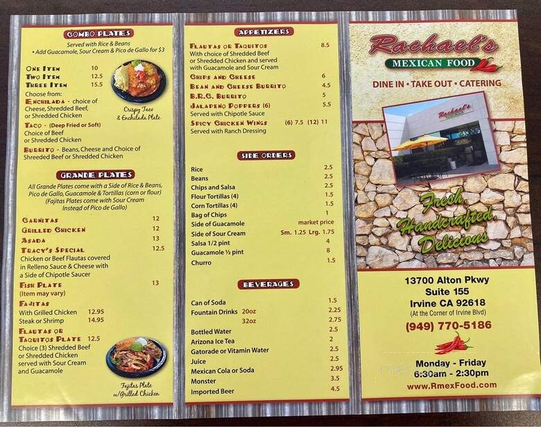 Rachel's Cocina - Irvine, CA menu_pic