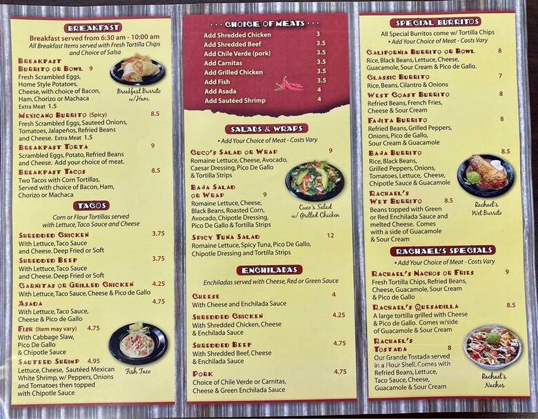 Rachel's Cocina - Irvine, CA menu_pic