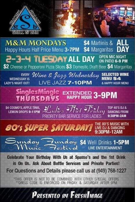 Spasso's Italian Grill & Bar - Laguna Hills, CA menu_pic