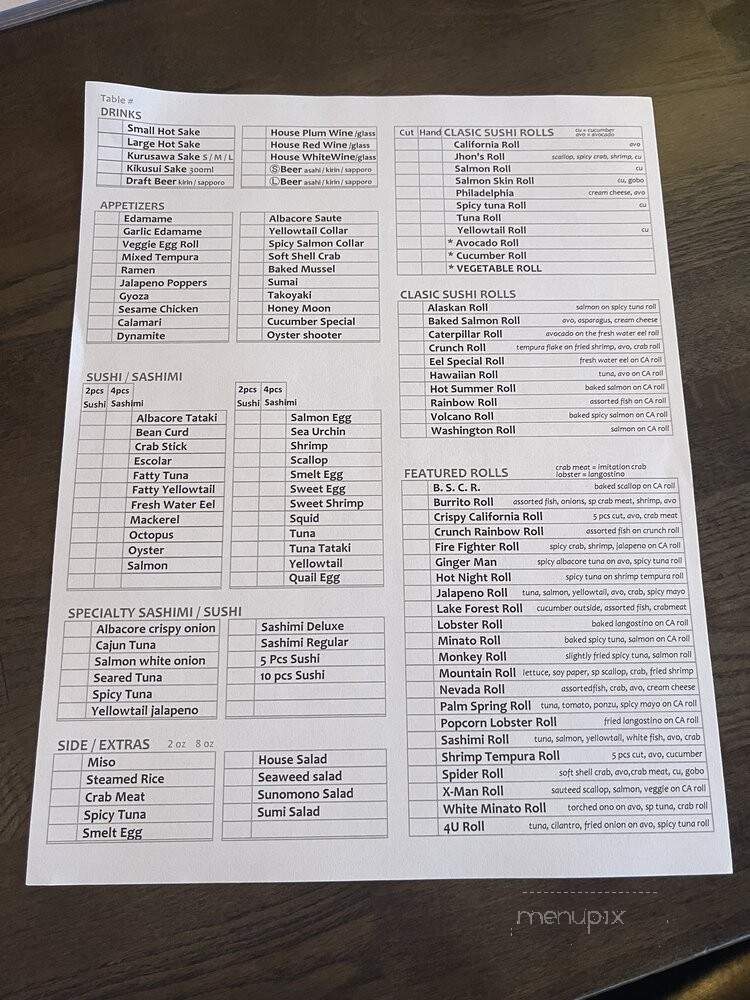Minato Sushi - Lake Forest, CA menu_pic