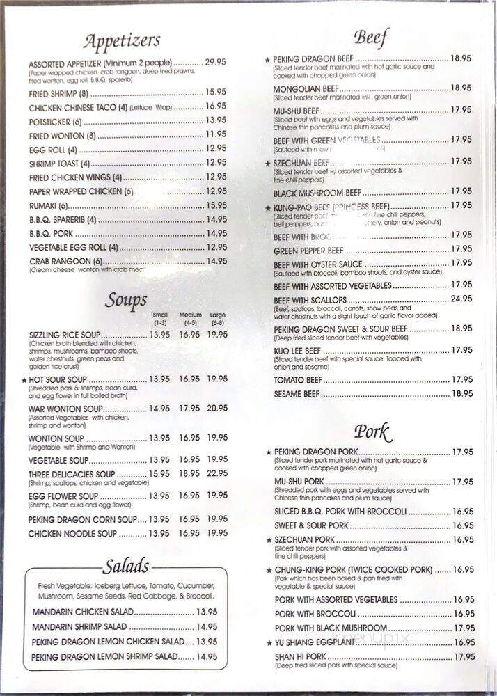 Peking Dragon Restaurant - Dana Point, CA menu_pic