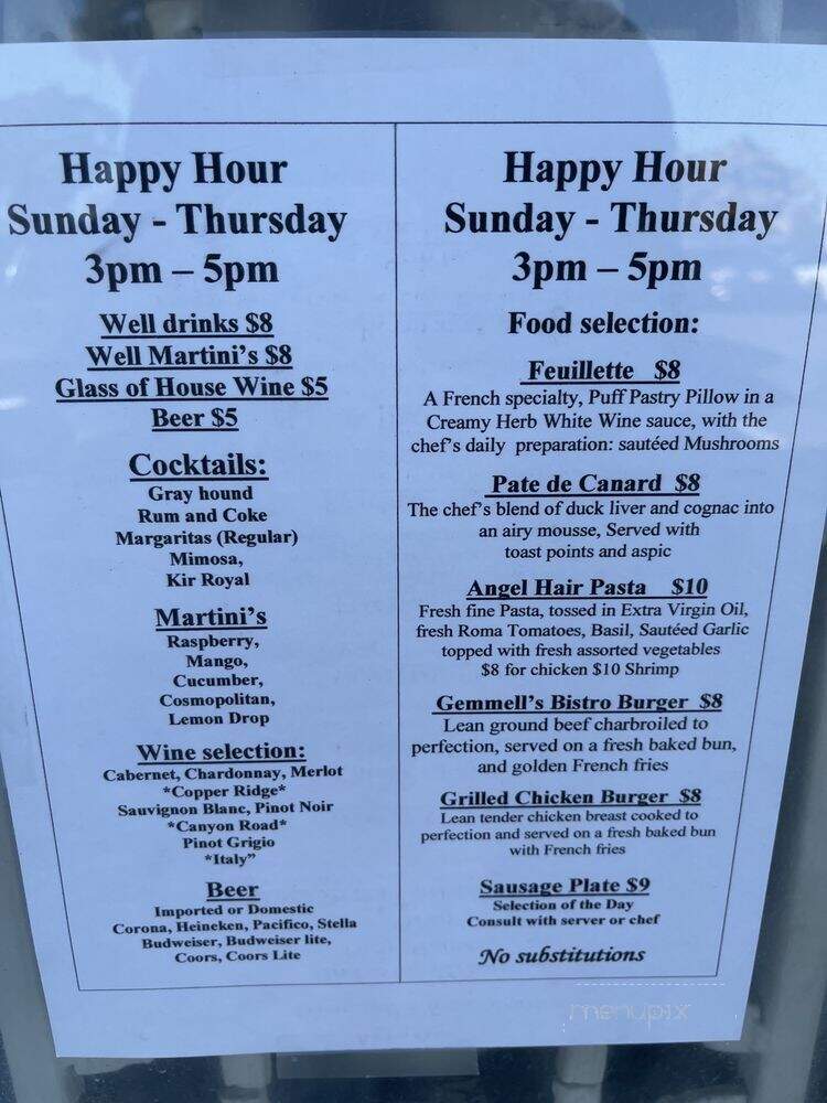 Gemmell's - Dana Point, CA menu_pic