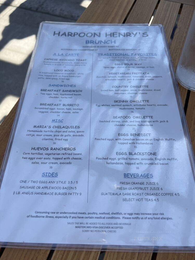 Harpoon Henry's Seafood Restaurant - Dana Point, CA menu_pic