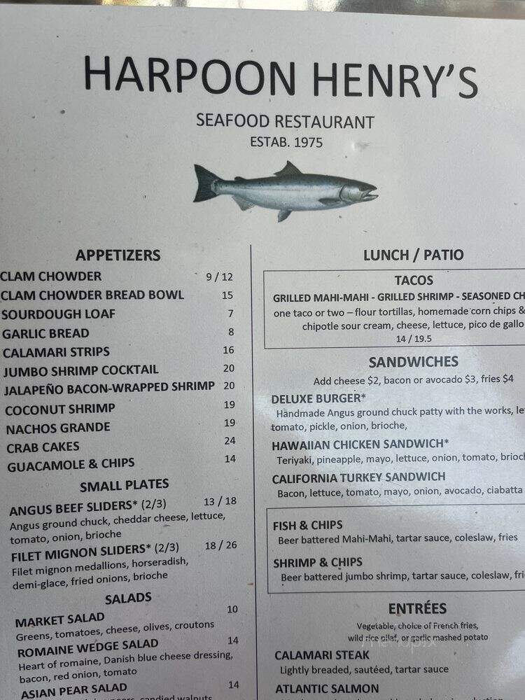 Harpoon Henry's Seafood Restaurant - Dana Point, CA menu_pic