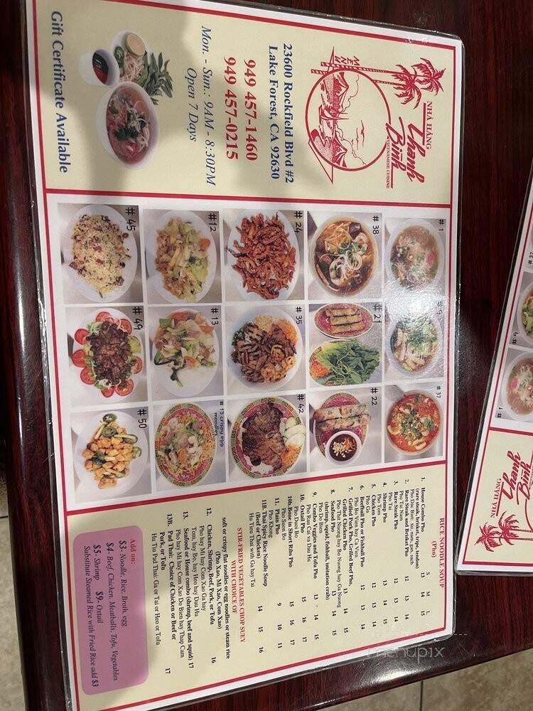 Thanh Binh II - Lake Forest, CA menu_pic
