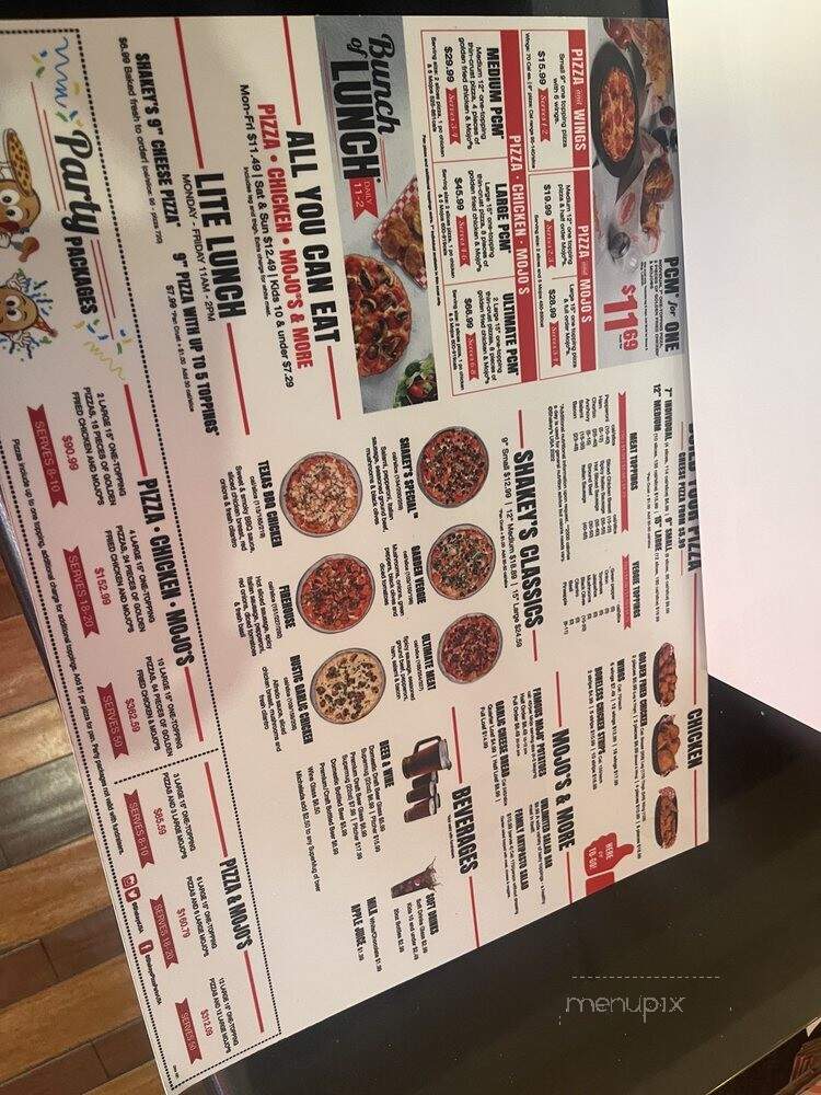 Shakey's Pizza - Chino, CA menu_pic