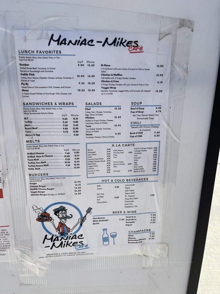 Maniac-Mike's Cafe - Upland, CA menu_pic