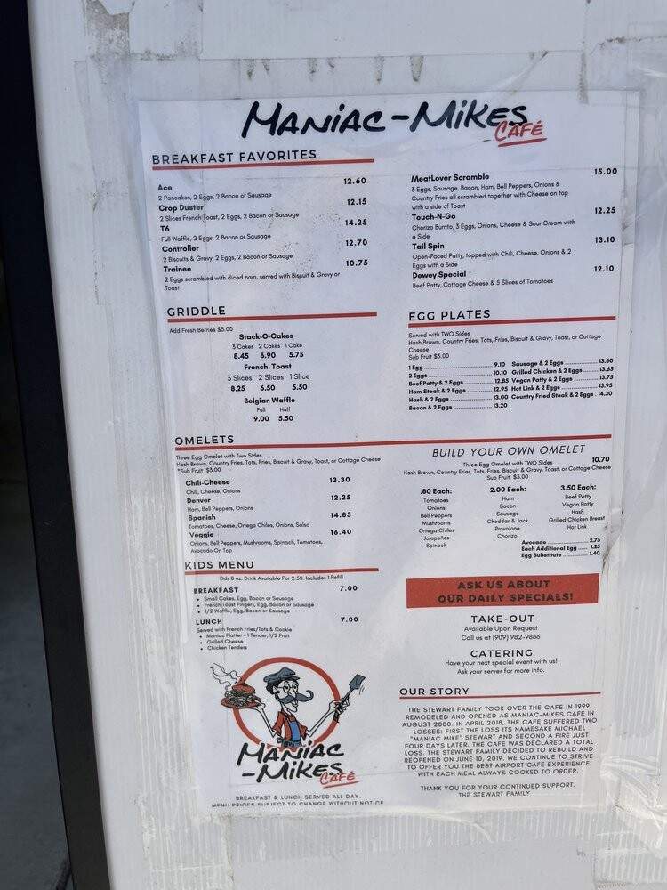 Maniac-Mike's Cafe - Upland, CA menu_pic