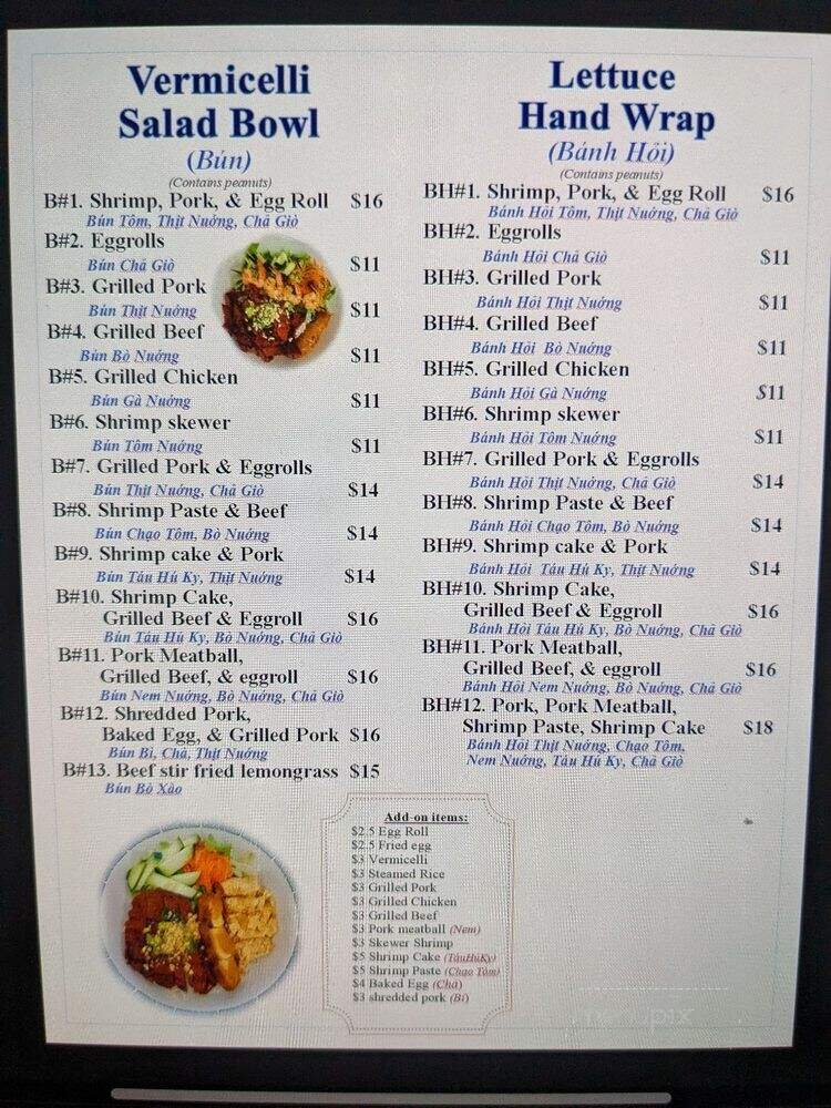 Pho Century - Upland, CA menu_pic