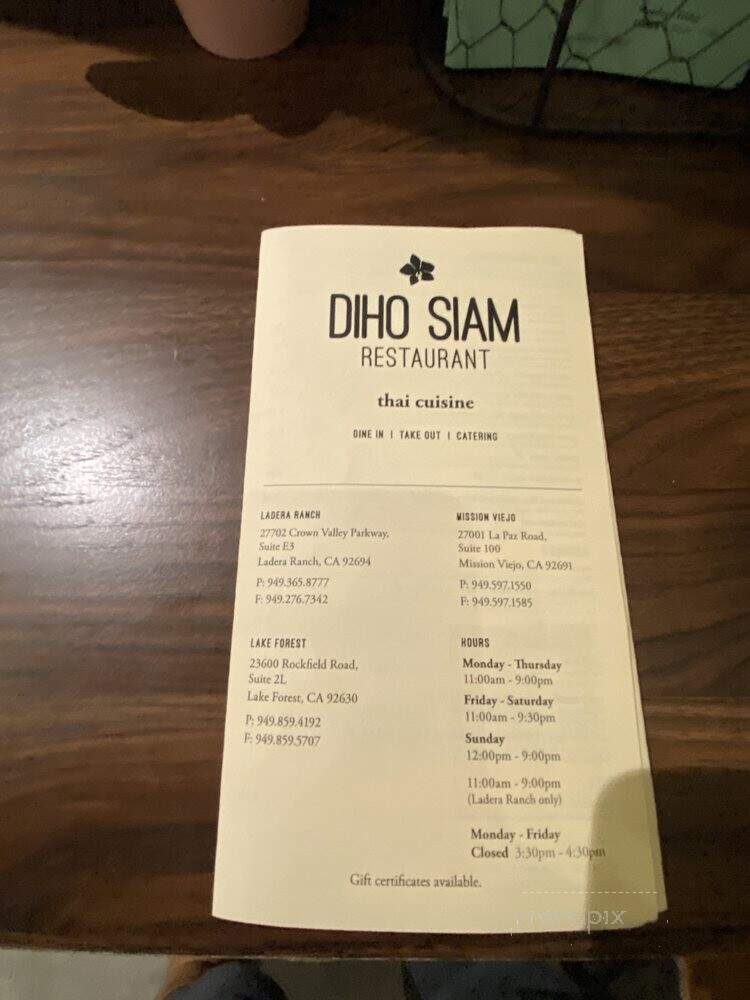 Diho Siam Thai-Chinese Cuisine - Mission Viejo, CA