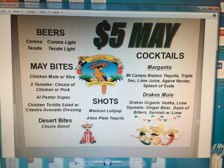 Los Cabos Cantina Mexican - Lake Forest, CA menu_pic