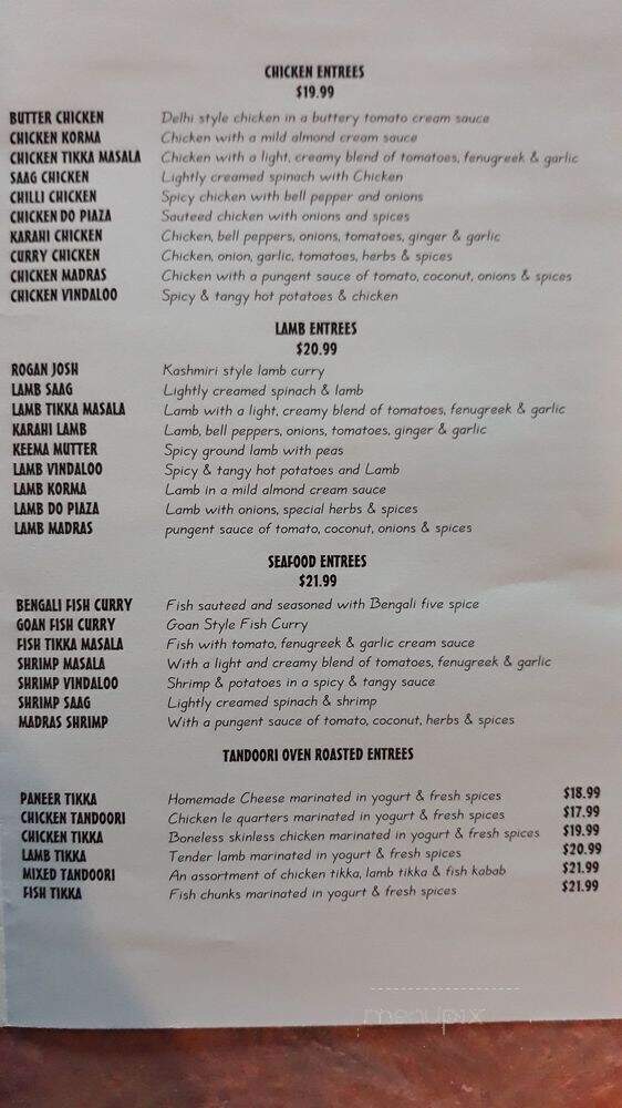 Natraj's Tandoori - Foothill Ranch, CA menu_pic