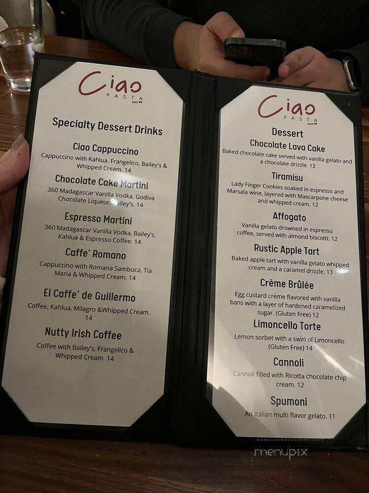 Ciao Pasta - San Juan Capistrano, CA menu_pic