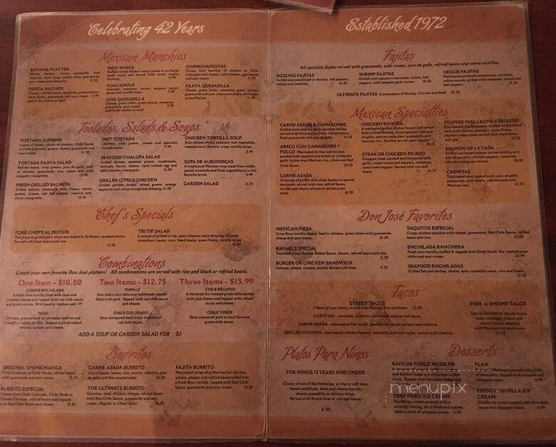 Don Jose Restaurant - Laguna Hills, CA menu_pic