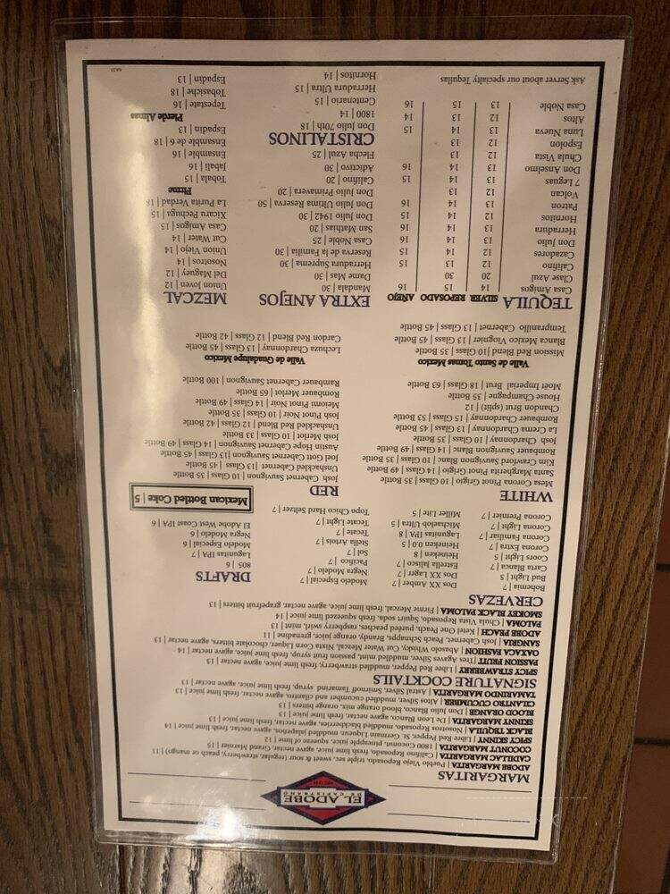 El Adobe De Capistrano - San Juan Capistrano, CA menu_pic