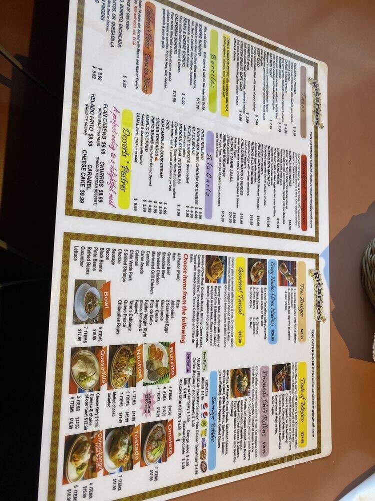 Ricardo's Place - San Juan Capistrano, CA menu_pic