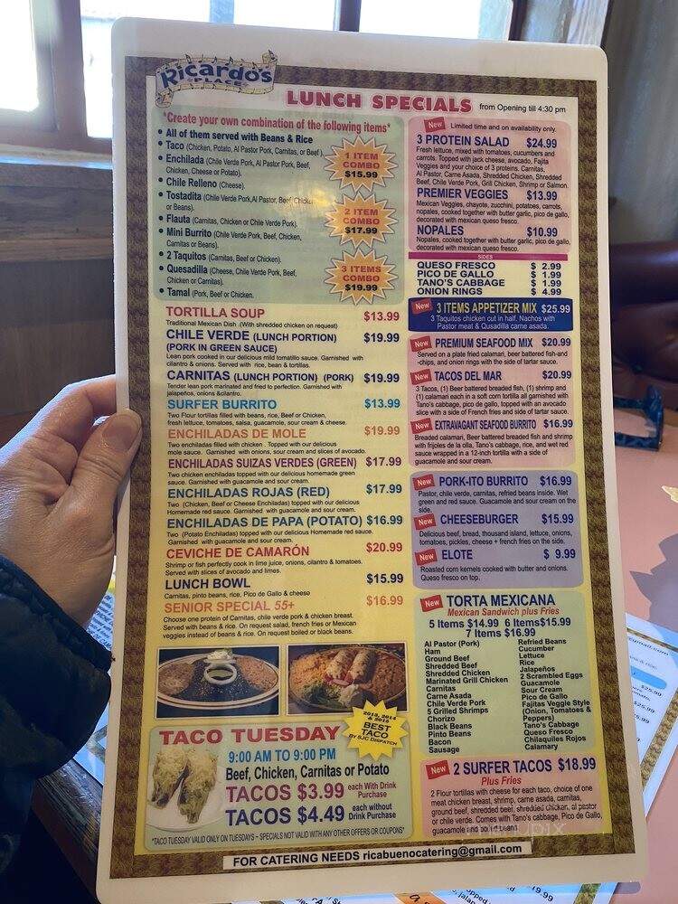 Ricardo's Place - San Juan Capistrano, CA menu_pic