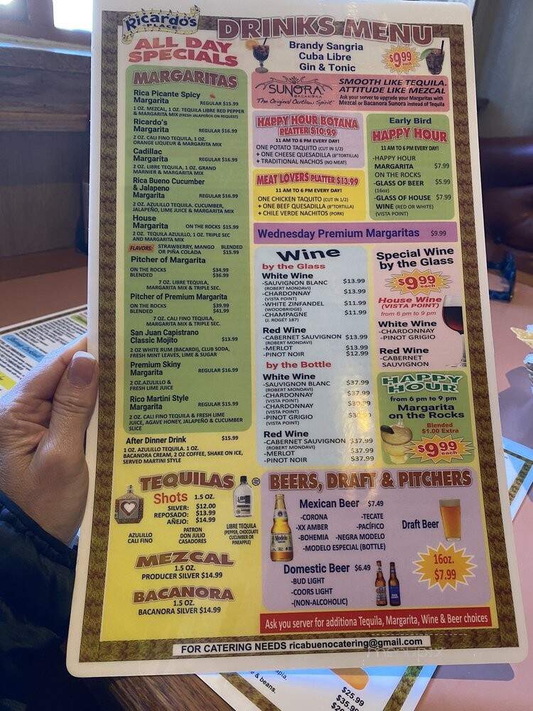 Ricardo's Place - San Juan Capistrano, CA menu_pic