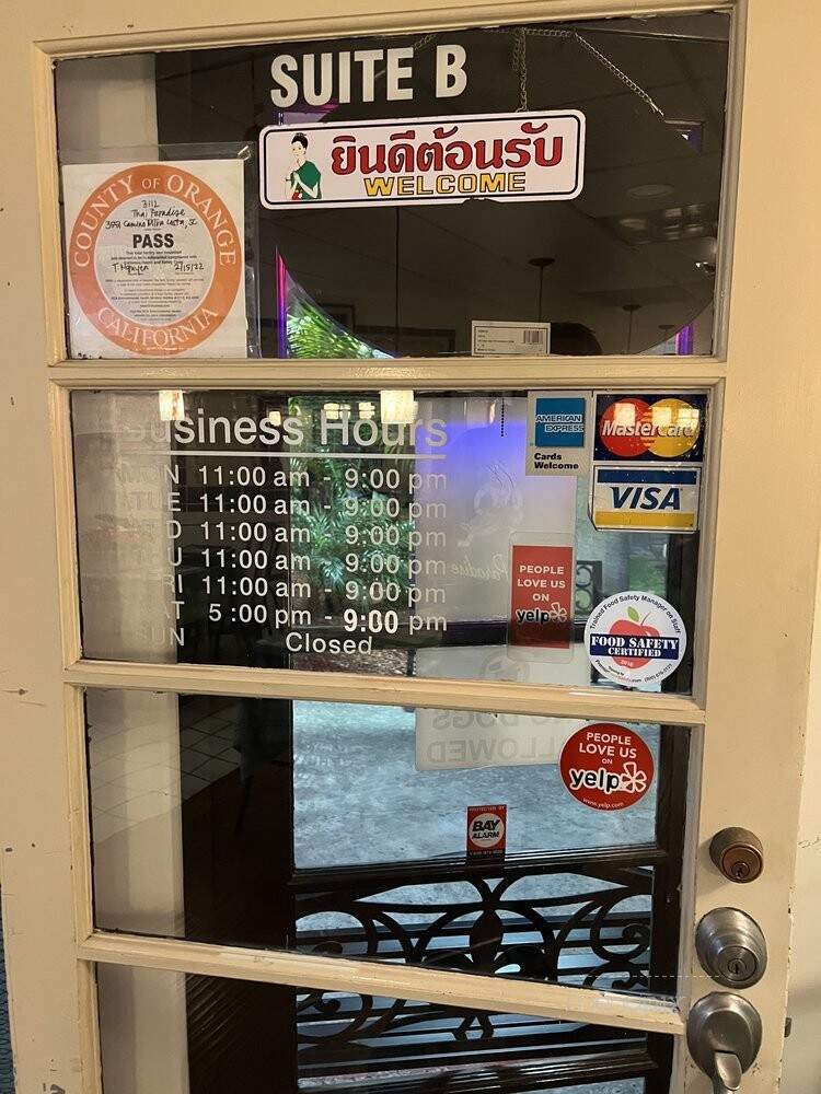 Thai Paradise Restaurant - San Clemente, CA menu_pic