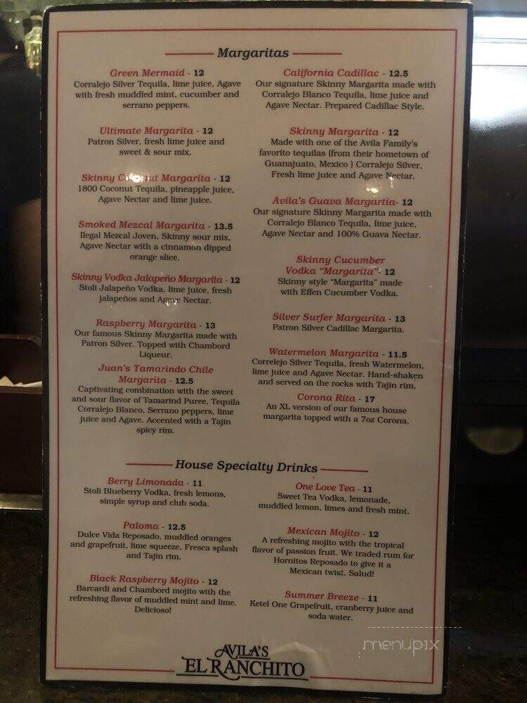 Avilas El Ranchito - San Clemente, CA menu_pic