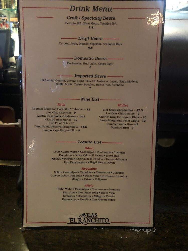 Avilas El Ranchito - San Clemente, CA menu_pic