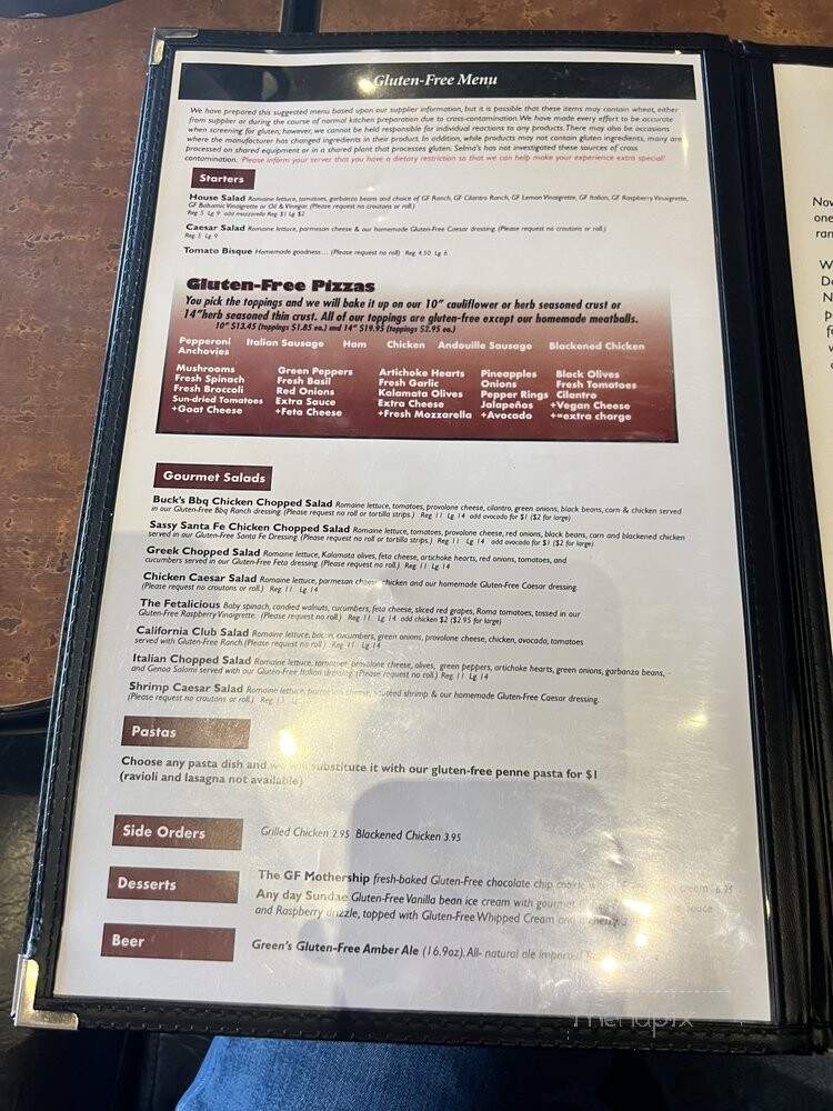 Selma's Chicago Pizzeria - Rancho Santa Margarita, CA menu_pic