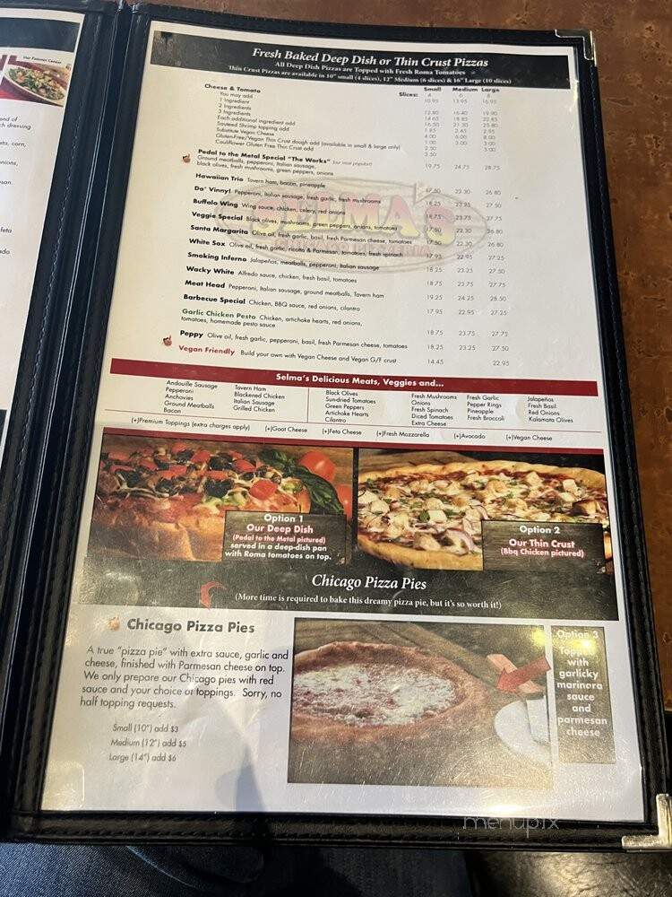Selma's Chicago Pizzeria - Rancho Santa Margarita, CA menu_pic