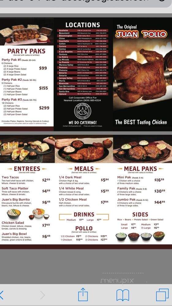 Juan Pollo - Corona, CA menu_pic