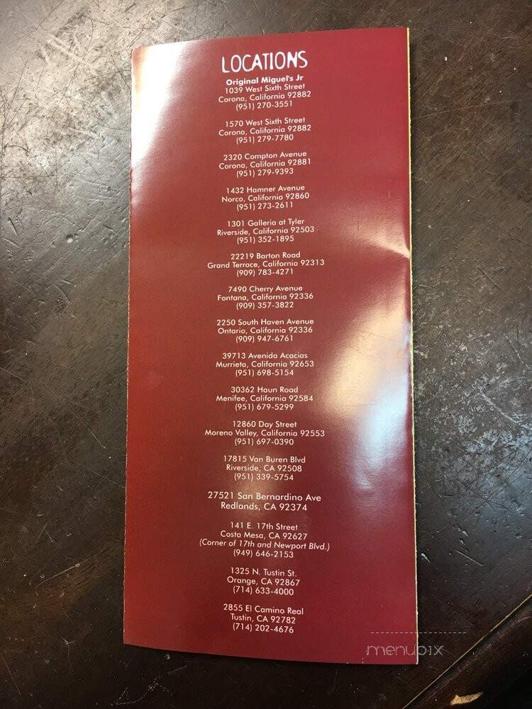 Miguel's Jr - Corona, CA menu_pic