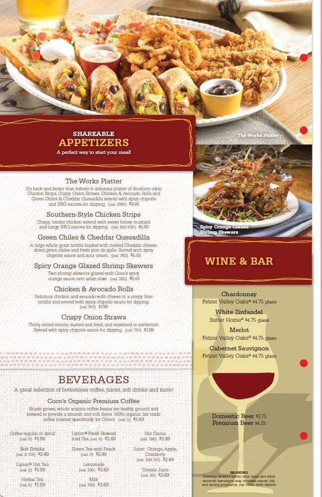 Coco's Bakery Restaurant - Rancho Cucamonga, CA menu_pic