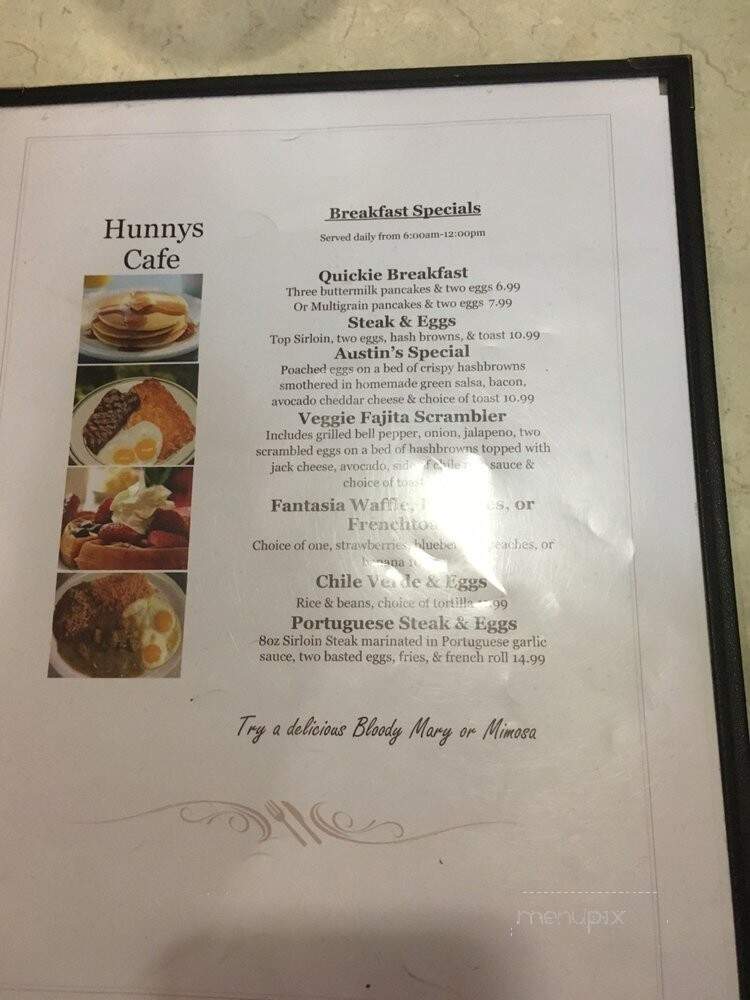 Hunny's Restaurant - Corona, CA menu_pic