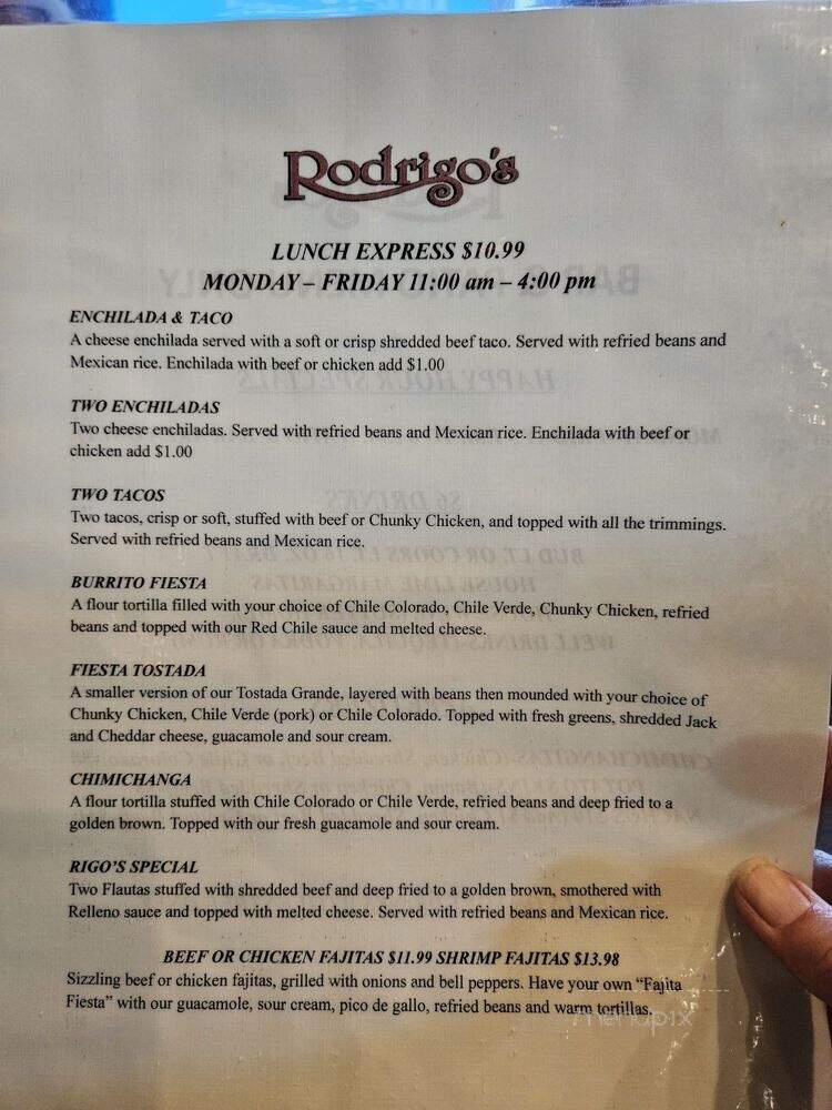 Rodrigo's - Corona, CA menu_pic