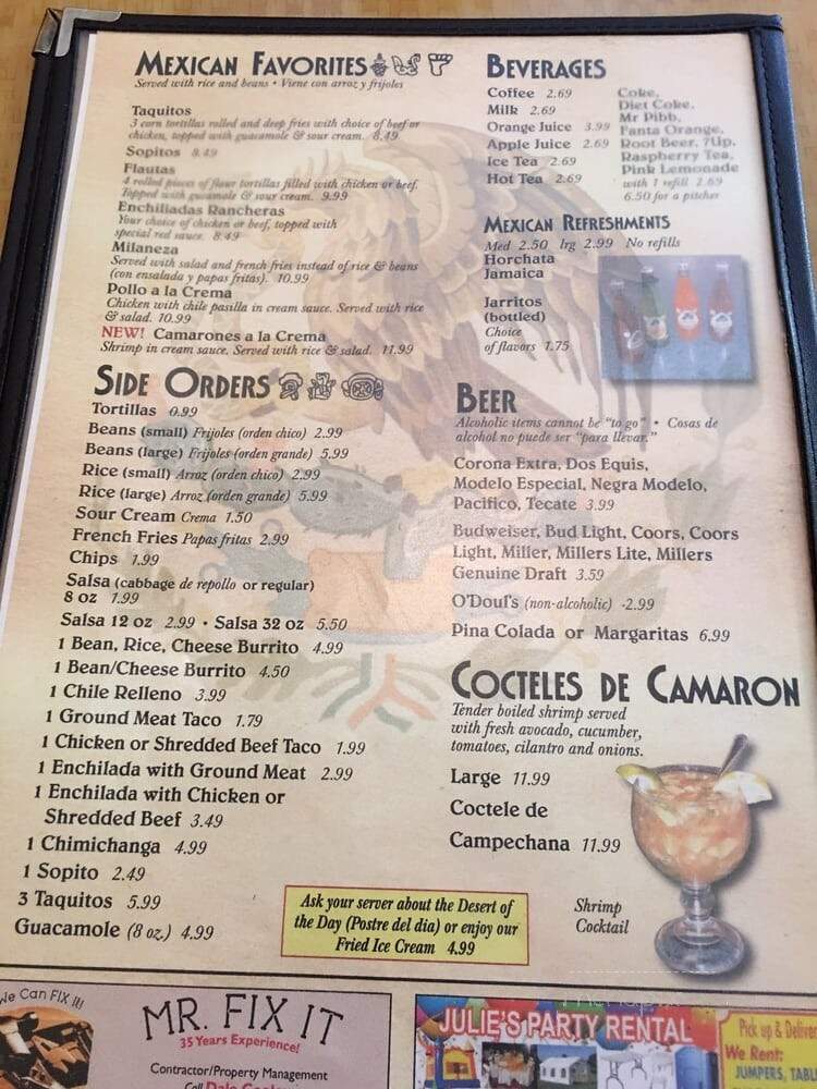 Maria's Mexican Foods - Colton, CA menu_pic