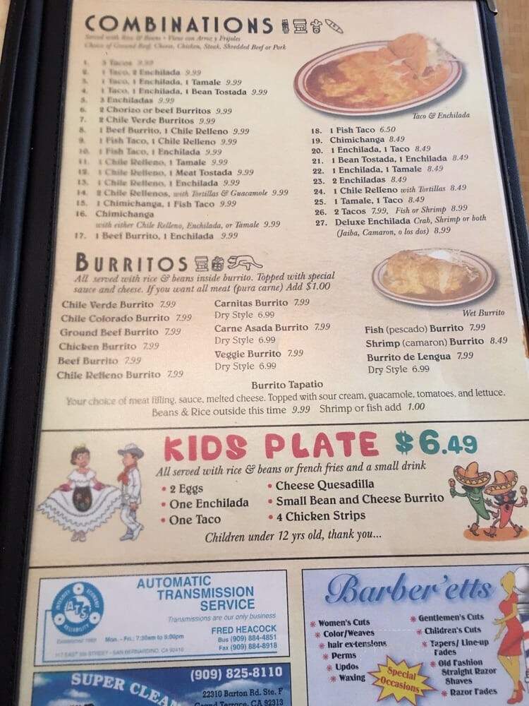 Maria's Mexican Foods - Colton, CA menu_pic