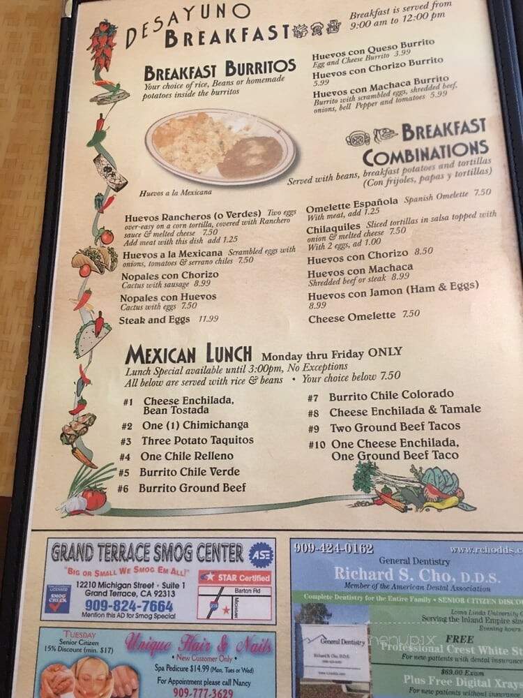 Maria's Mexican Foods - Colton, CA menu_pic