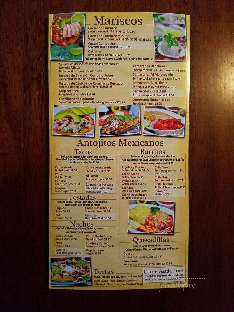 El Comal Restaurant - Lake Elsinore, CA menu_pic