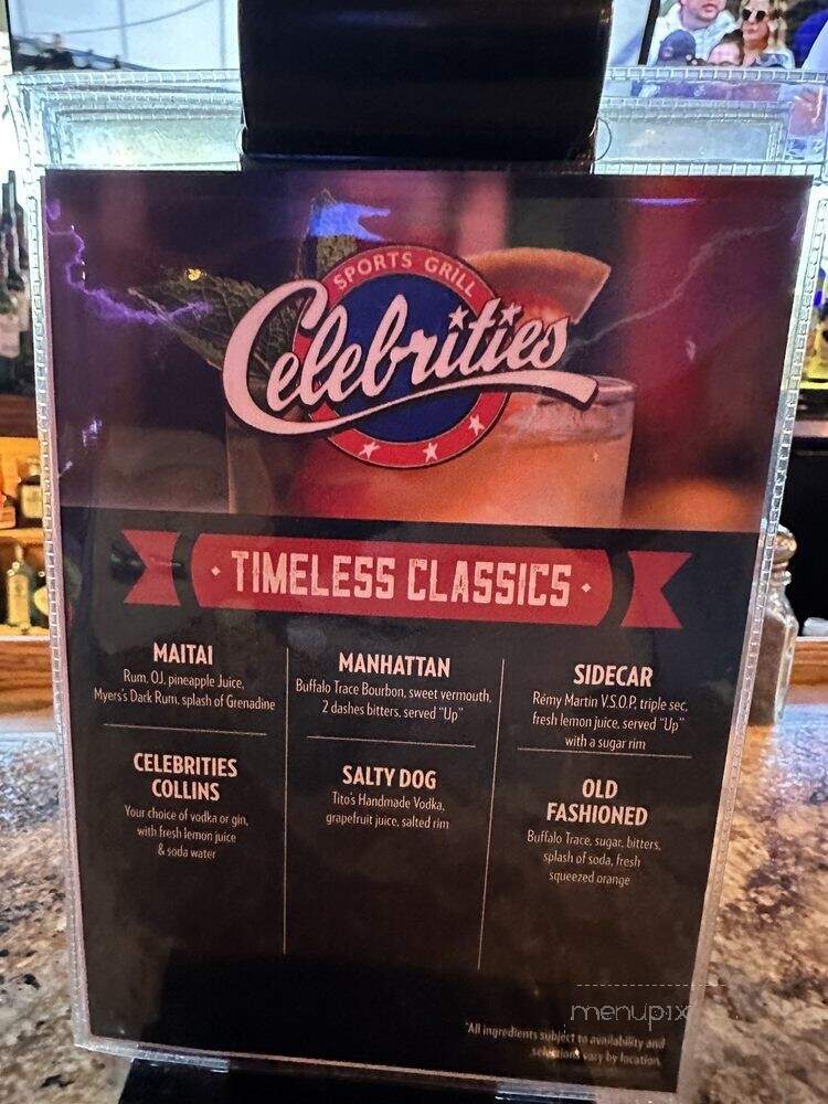 Celebrities Sports Grill - San Bernardino, CA menu_pic