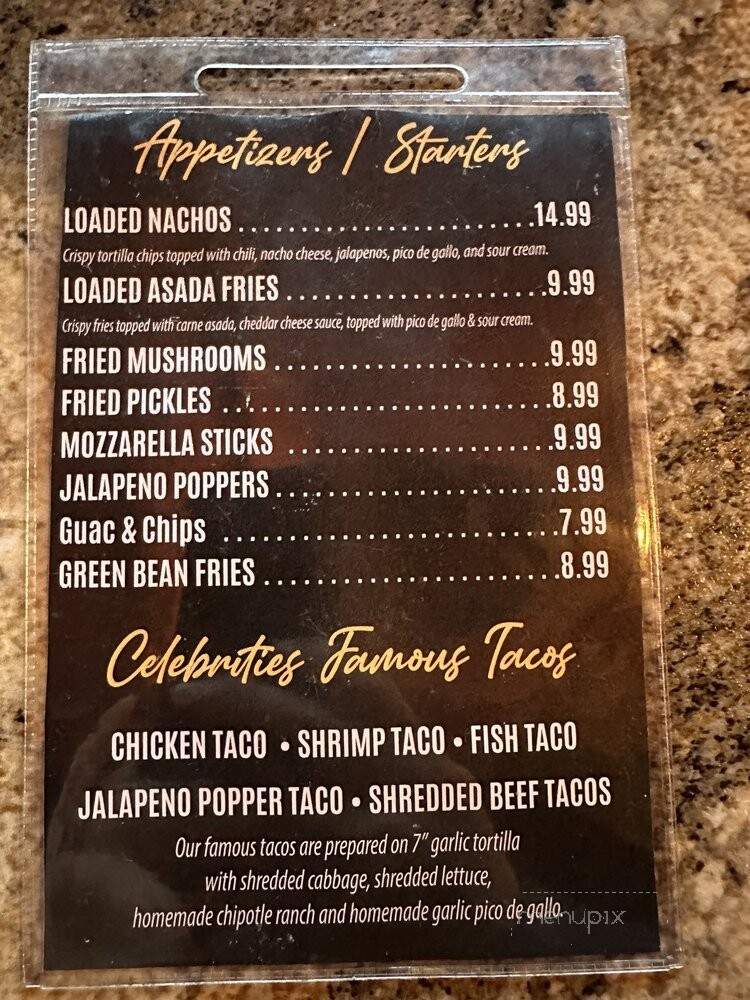 Celebrities Sports Grill - San Bernardino, CA menu_pic