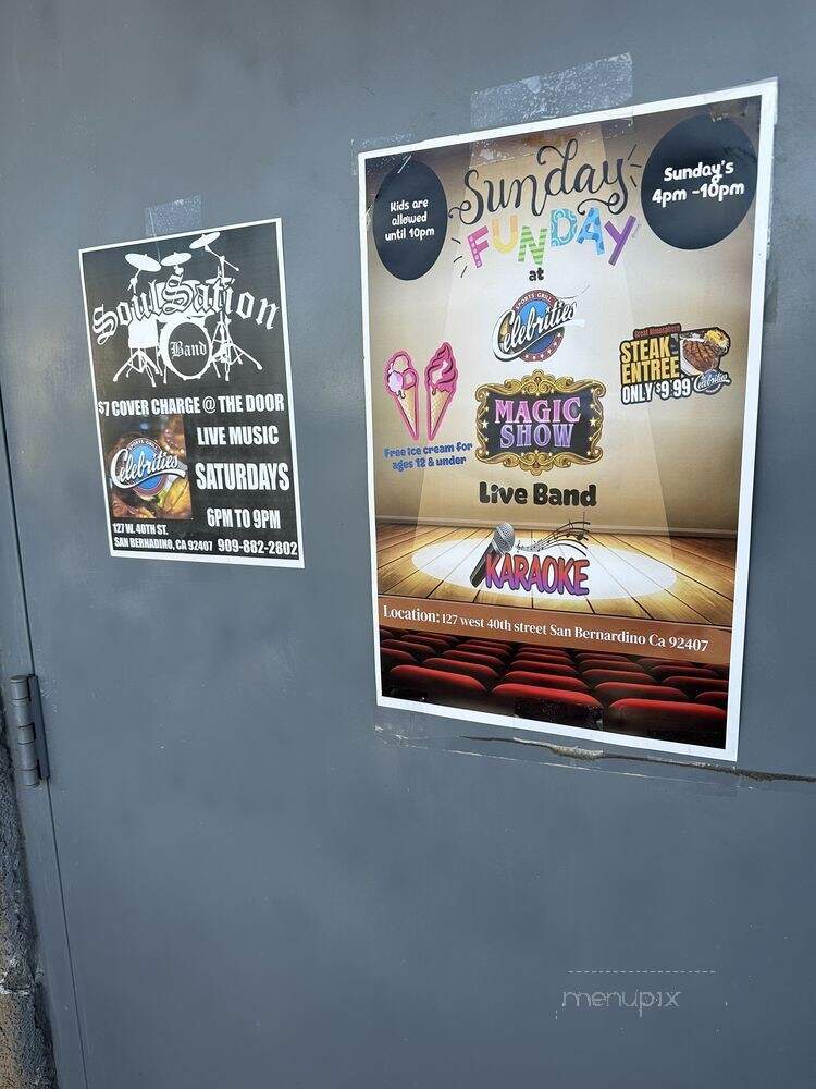 Celebrities Sports Grill - San Bernardino, CA menu_pic
