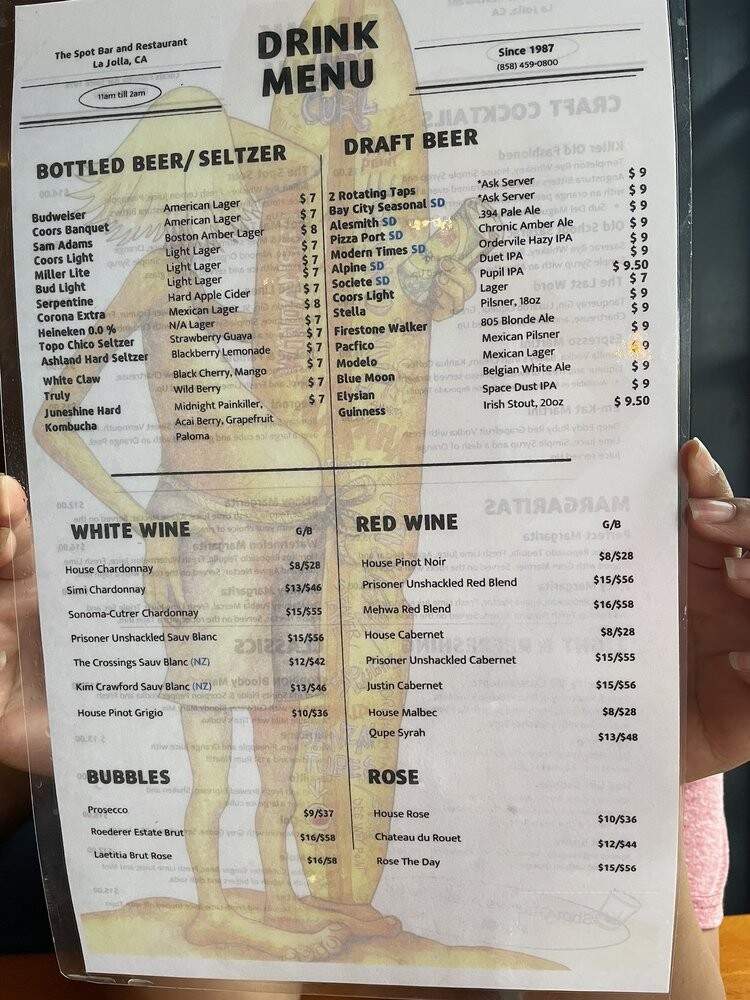 Spot - La Jolla, CA menu_pic