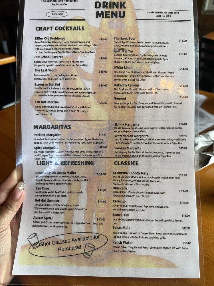 Spot - La Jolla, CA menu_pic